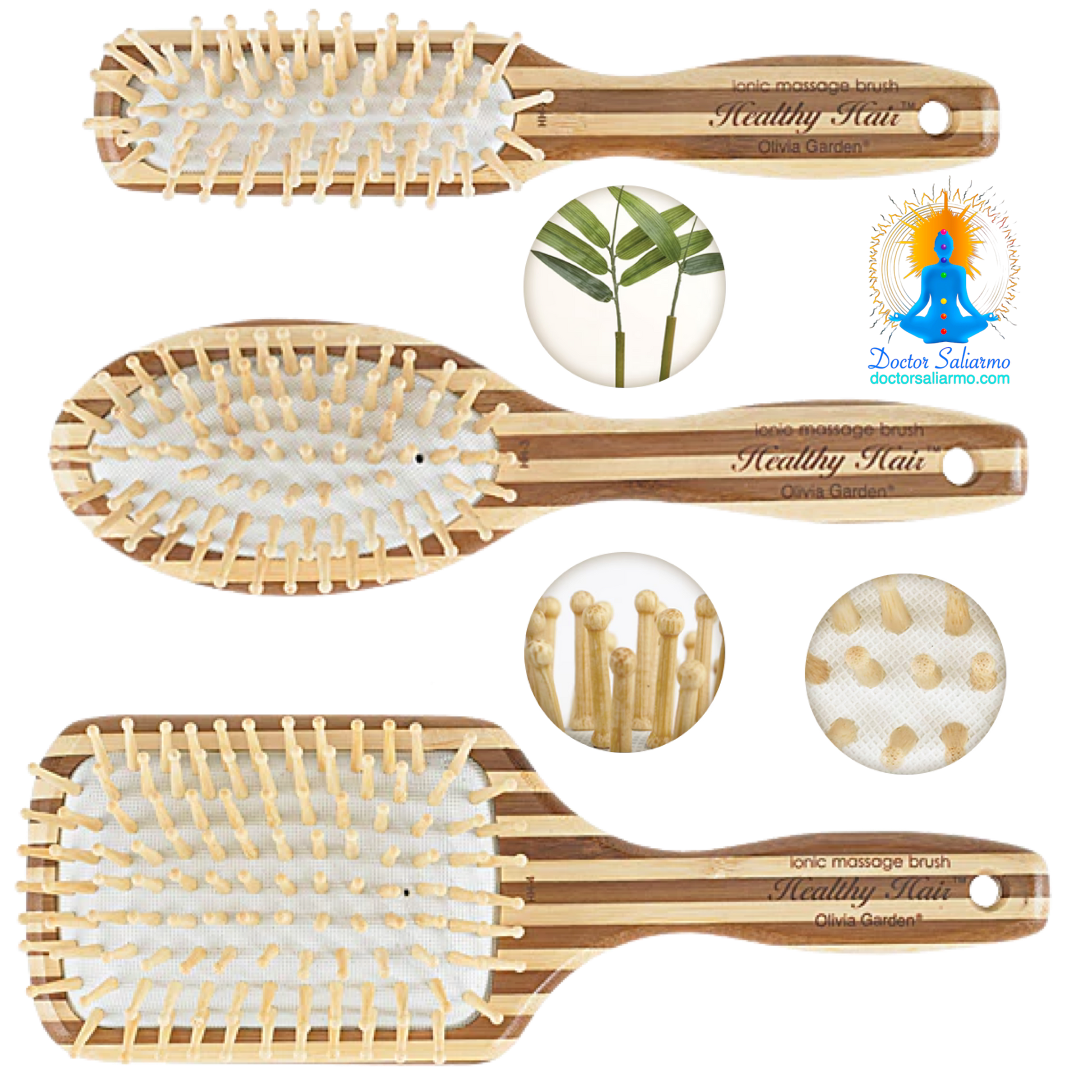 OLIVIA GARDEN Cepillo de cabello saludable de la linea ecológica y natural de bambú es anti-frizz, ecológico, anti-estático.