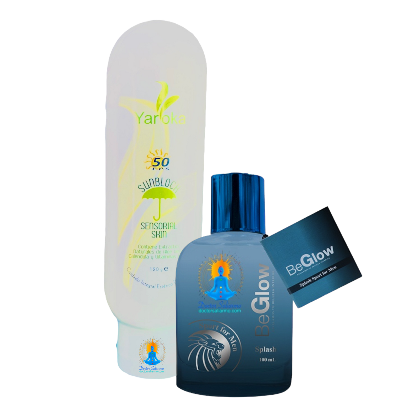 Kit para papa contiene Splash for men fragancia para perfumar y humectar y protector solar sunblock sensorial skin Yaroka.