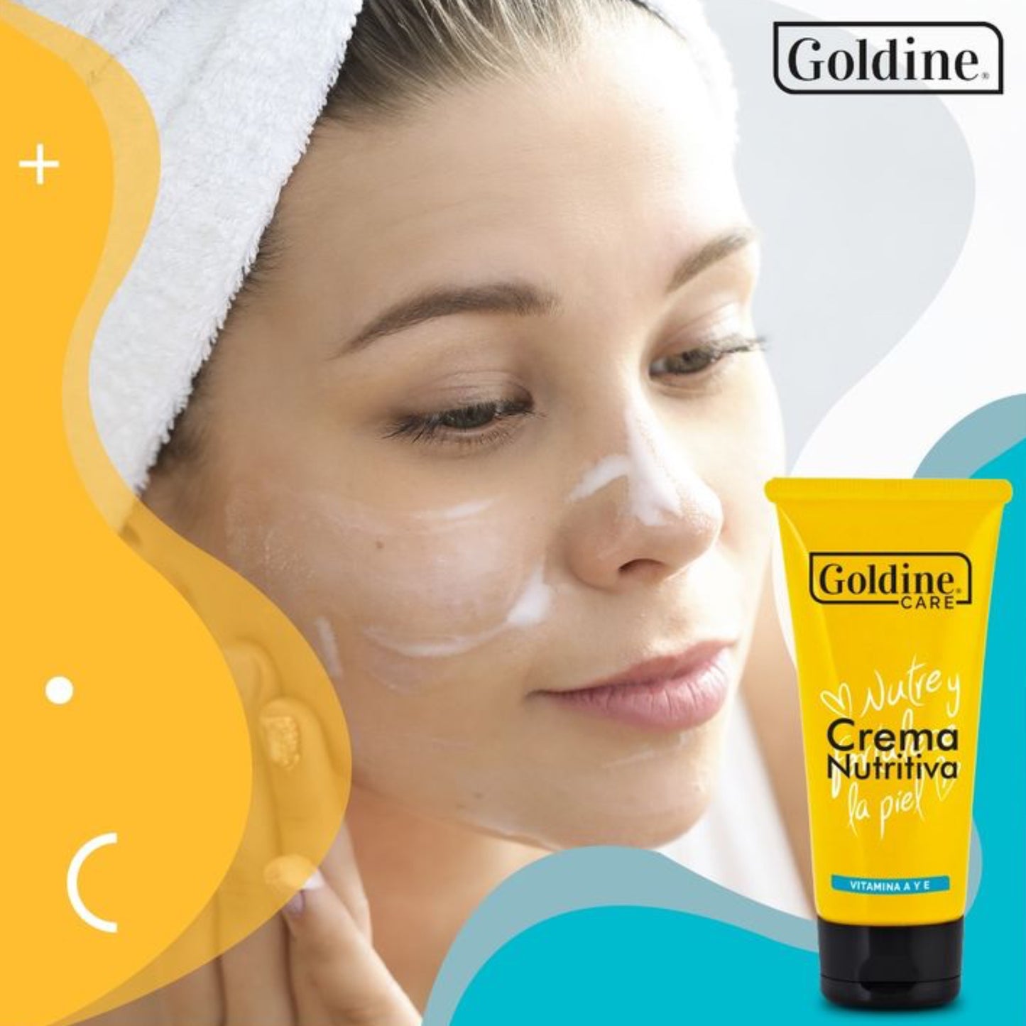 Crema nutritiva Goldine provee adecuada nutrición para la piel, previene envejecimiento prematuro, atenúa lineas de expresión.