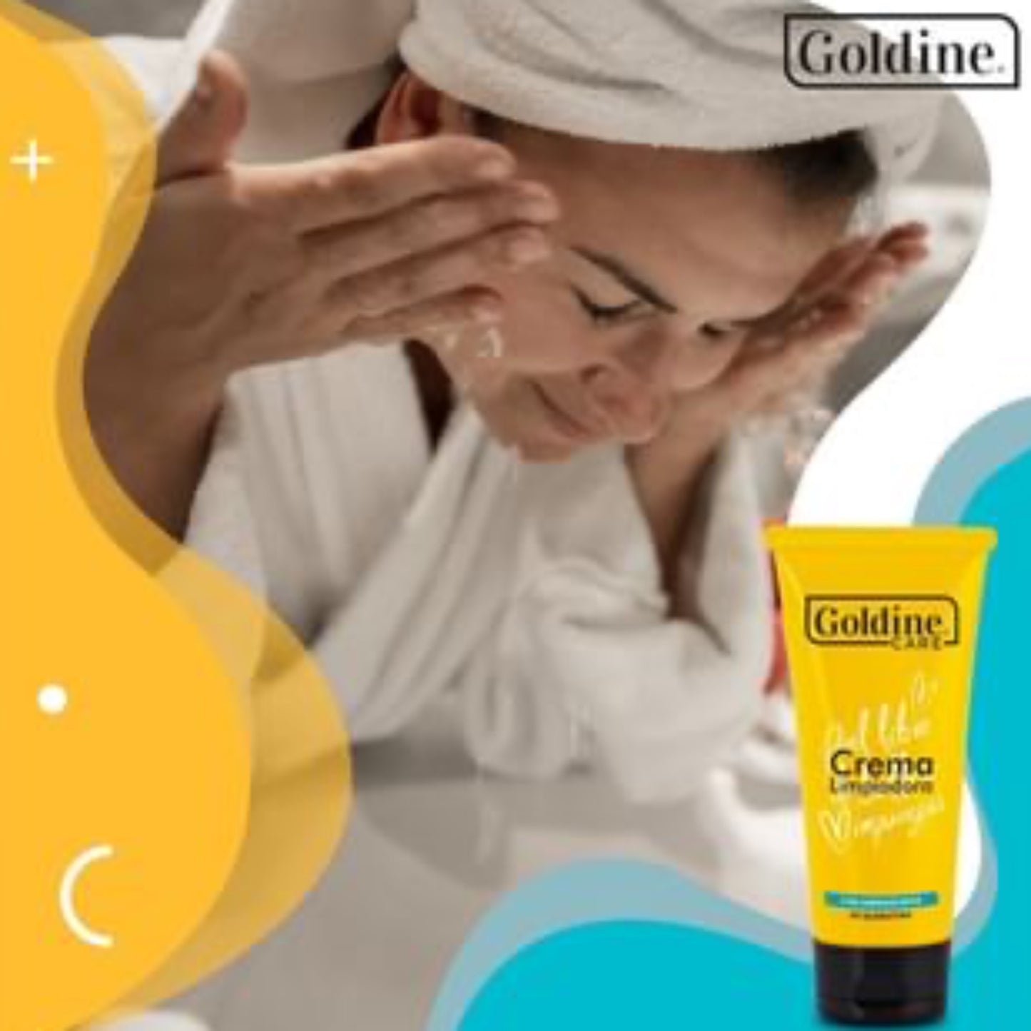 Crema limpiadora facial Goldine limpia con suavidad y profundamente la piel, desmaquilla ojos, ideal para piel normal y seca.
