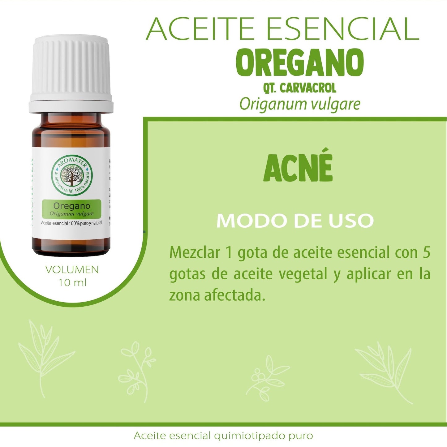 Aceite esencial de Orégano indicado en infecciones respiratorias, urinarias, digestivas, por hongos, parasitos y virus.